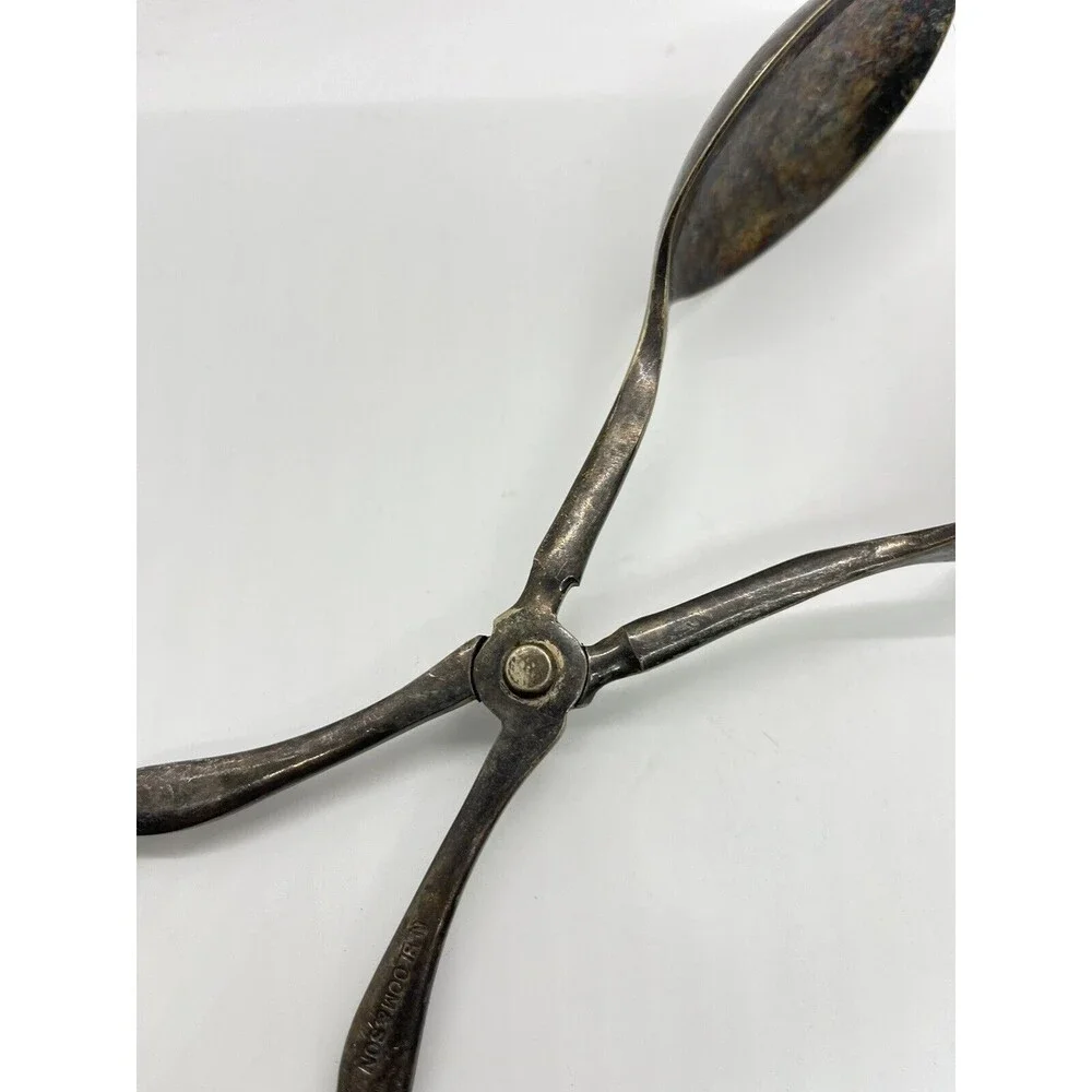 Silver Plated Scissor Style Salad Tongs - N. Bloom And Sons - England